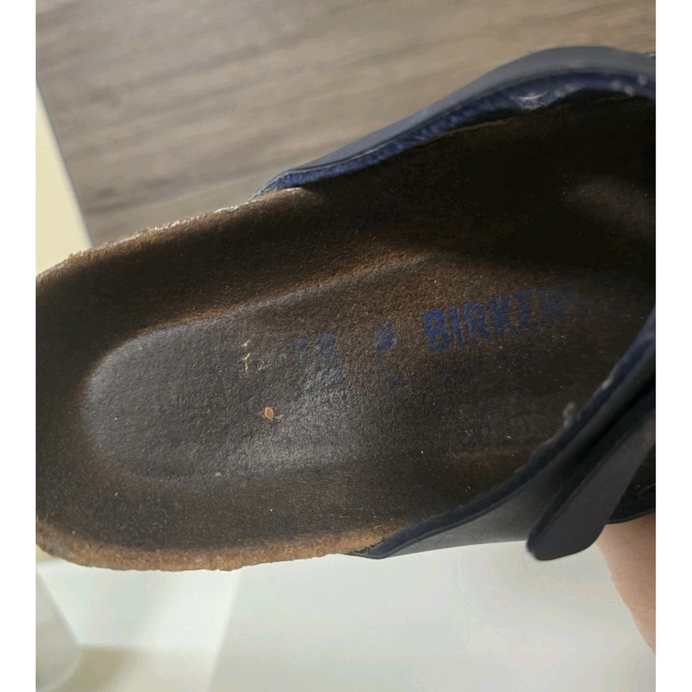 Birkenstock Florida Women Sandals Size 38  US 7 Navy Blue Shoes Slip On - Picture 6 of 6
